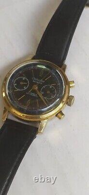 Rare Vintage chronograph Watch Black dial swiss made parts -repairs