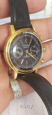 Rare Vintage chronograph Watch Black dial swiss made parts -repairs