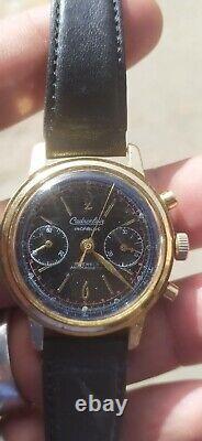 Rare Vintage chronograph Watch Black dial swiss made parts -repairs