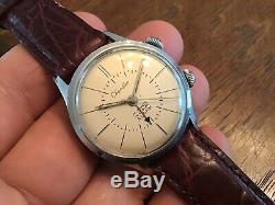 Rare Vtg Chandler 17 Jewel Alarm Manual Wind Up Men Swiss Watch Stainless Case