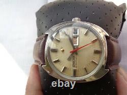 Rare Vtg Swiss Ss Enicar Ocean Pearl Cream Dial Automatic Gents Wristwatch