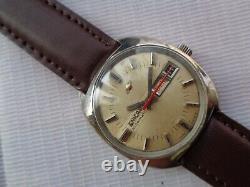 Rare Vtg Swiss Ss Enicar Ocean Pearl Cream Dial Automatic Gents Wristwatch