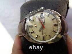 Rare Vtg Swiss Ss Enicar Ocean Pearl Cream Dial Automatic Gents Wristwatch