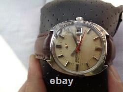 Rare Vtg Swiss Ss Enicar Ocean Pearl Cream Dial Automatic Gents Wristwatch