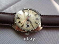 Rare Vtg Swiss Ss Enicar Ocean Pearl Cream Dial Automatic Gents Wristwatch