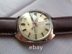 Rare Vtg Swiss Ss Enicar Ocean Pearl Cream Dial Automatic Gents Wristwatch