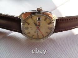 Rare Vtg Swiss Ss Enicar Ocean Pearl Cream Dial Automatic Gents Wristwatch