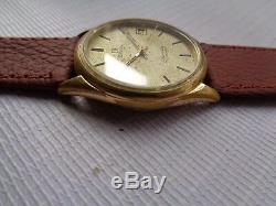 Rare Vtg Used Gold Plated Swiss Omega Seamaster Date Mens Automatic Wrist Watch