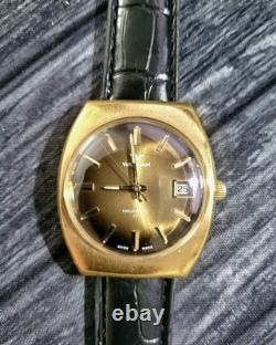 Rare Waltham Vintage Mens Swiss Cats Eye Dial Mech Watch