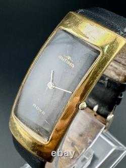 Rare Working Vintage ANTIMA NOVA Gold / Black Ladies Watch 11138 Swiss Made Z1