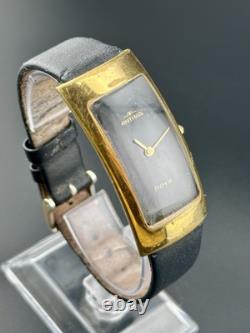 Rare Working Vintage ANTIMA NOVA Gold / Black Ladies Watch 11138 Swiss Made Z1