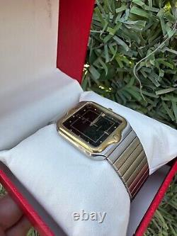 Rare Zodiac Watch Vintage 80s Men Golden Bezel Swiss Movement Black Sky Dial