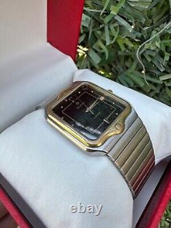 Rare Zodiac Watch Vintage 80s Men Golden Bezel Swiss Movement Black Sky Dial