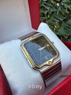 Rare Zodiac Watch Vintage 80s Men Golden Bezel Swiss Movement Black Sky Dial