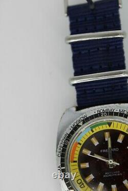 Rare and Sharp Fresard Vintage World Time Dial Watch Swiss Made Mechanical