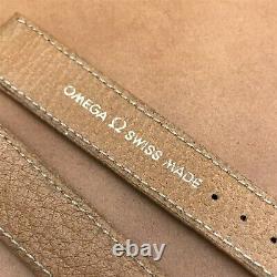 Rare nos Omega Swiss Pigskin 18mm Vintage Watch Band & Premium Gold-Tone Buckle