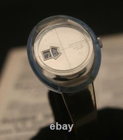 Rare vintage Swiss CUSTOMTIME jump hour turquoise and amber acrylic wristwatch