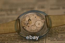 Rare vintage Swiss CUSTOMTIME jump hour turquoise and amber acrylic wristwatch