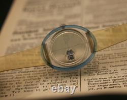 Rare vintage Swiss CUSTOMTIME jump hour turquoise and amber acrylic wristwatch