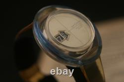 Rare vintage Swiss CUSTOMTIME jump hour turquoise and amber acrylic wristwatch