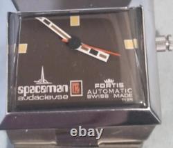 Rare vintage Swiss Fortis Spaceman Audacieuse automatic tank watch, new crystal