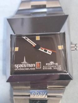 Rare vintage Swiss Fortis Spaceman Audacieuse automatic tank watch, new crystal