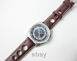 Rare vintage swiss Regines Edox compressor style skin diver watch rally strap