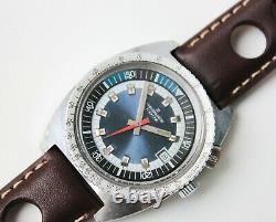 Rare vintage swiss Regines Edox compressor style skin diver watch rally strap