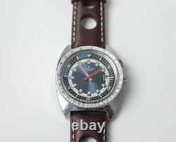 Rare vintage swiss Regines Edox compressor style skin diver watch rally strap