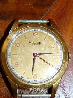 Rare wristwatch vintage helvetia watch mens 35mm swiss made 17 jewels