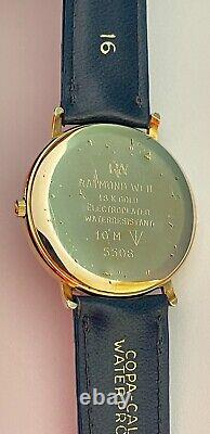 Raymond Weil Geneve Watch Blue Swiss Made Roman Numbers 18K Gold EP