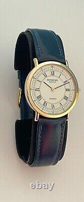 Raymond Weil Geneve Watch Blue Swiss Made Roman Numbers 18K Gold EP