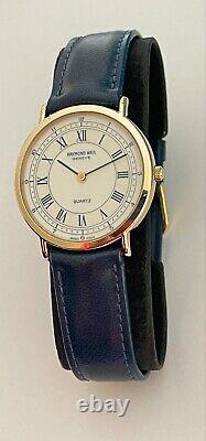 Raymond Weil Geneve Watch Blue Swiss Made Roman Numbers 18K Gold EP