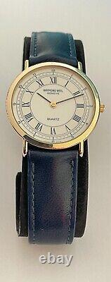 Raymond Weil Geneve Watch Blue Swiss Made Roman Numbers 18K Gold EP