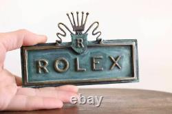 Rolex sign Vintage display plate emblem Swiss made very Rare watch sign F/S