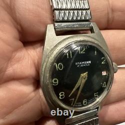 Runs Wakmann 17 Jewels Mechanical Vintage Watch 1951 Swiss Mens/womens Rare