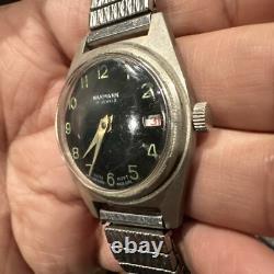 Runs Wakmann 17 Jewels Mechanical Vintage Watch 1951 Swiss Mens/womens Rare