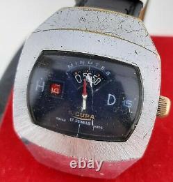 SICURA JUMP HOUR DIGITAL HAND WIND SWISS RARE VINTAGE MEN'S WRIST WATCH 70s