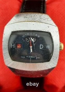 SICURA JUMP HOUR DIGITAL HAND WIND SWISS RARE VINTAGE MEN'S WRIST WATCH 70s