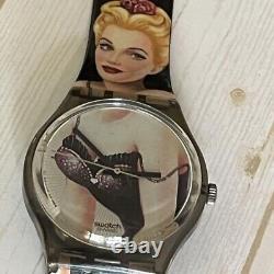 SWATCH VINTAGE 1995 Dressed Beauty Motif SWISS Black Unique Design Rare No Box