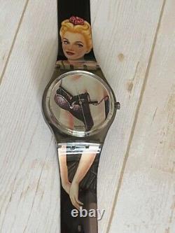 SWATCH VINTAGE 1995 Dressed Beauty Motif SWISS Black Unique Design Rare No Box