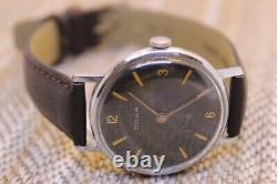 SWISS MADE MINIMALIST tropical DOXA Military Vintage. Rare Black PATINA, with BOX