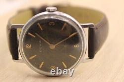 SWISS MADE MINIMALIST tropical DOXA Military Vintage. Rare Black PATINA, with BOX