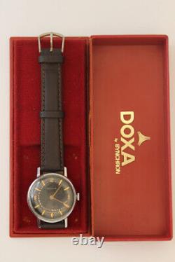 SWISS MADE MINIMALIST tropical DOXA Military Vintage. Rare Black PATINA, with BOX