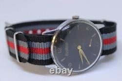 SWISS MADE Omikron MILITARY, Rare BLACK Jumbo Dial, Mechanical, Nato, Vintage