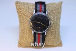 SWISS MADE Omikron MILITARY, Rare BLACK Jumbo Dial, Mechanical, Nato, Vintage