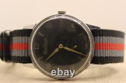 SWISS MADE Omikron MILITARY, Rare BLACK Jumbo Dial, Mechanical, Nato, Vintage