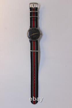 SWISS MADE Omikron MILITARY, Rare BLACK Jumbo Dial, Mechanical, Nato, Vintage