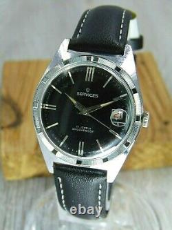 Services Black dial mechanical 17j vintage rare Swiss mens watch