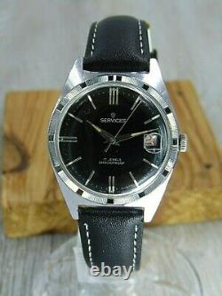 Services Black dial mechanical 17j vintage rare Swiss mens watch